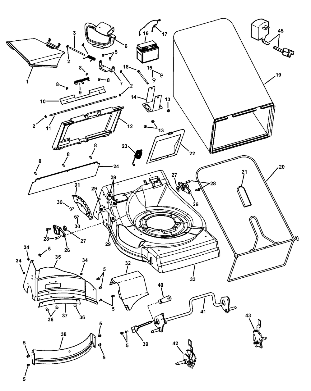 Deck Assembly (Btpv21) Diagram and Parts List for 7800268-BTPV21675E 2008 Briggs and Stratton Lawn Mower